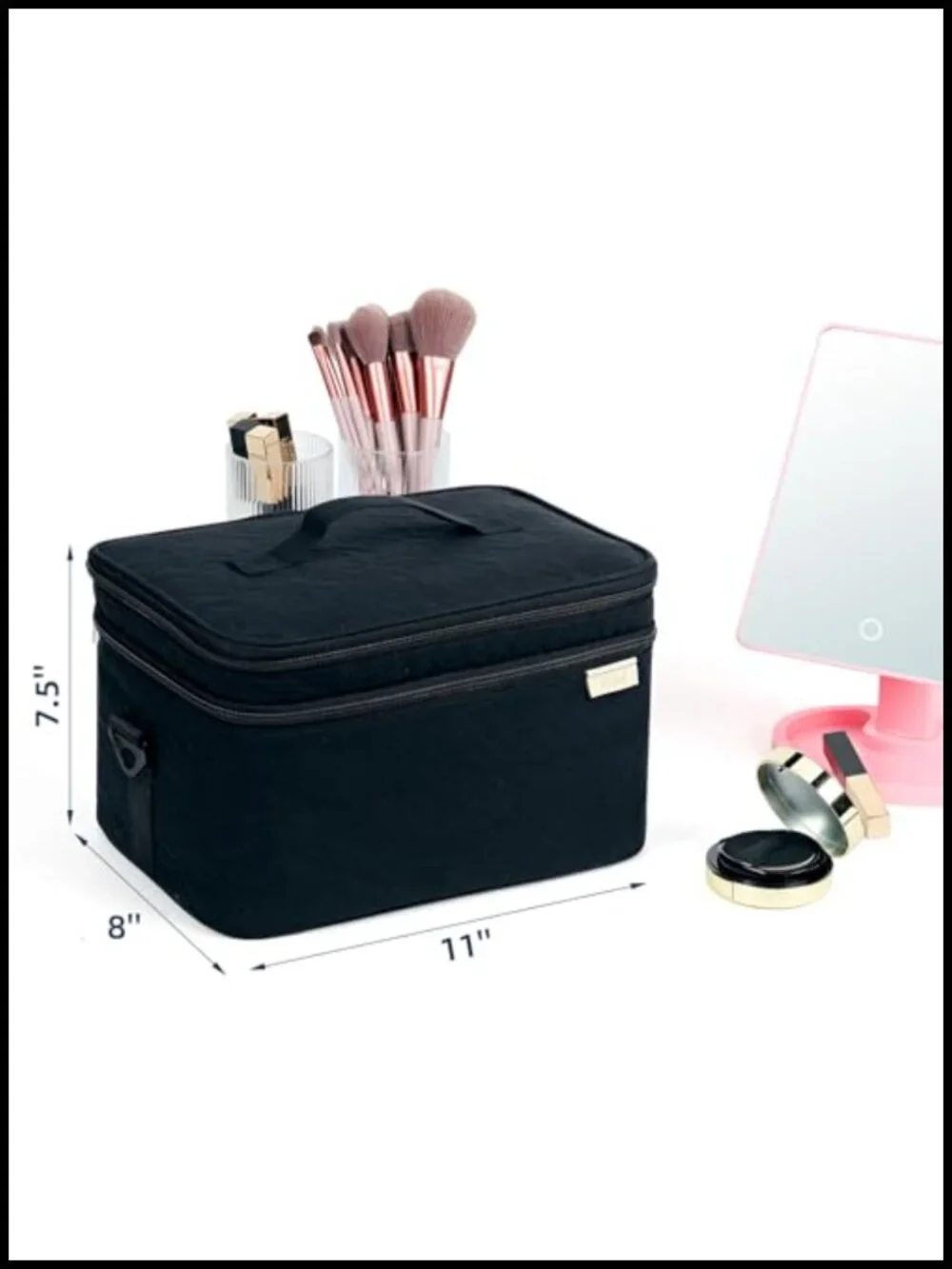 Extra Large Double Layer Makeup Bag Organizer Cosmetic Travel Case with